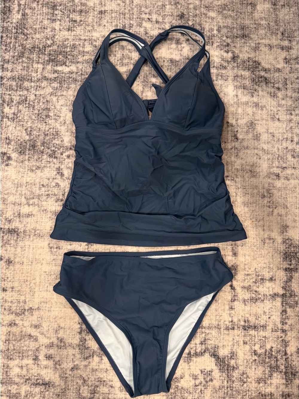 Cupshe Black Plunging Tankini Top & Standard Bottoms Set